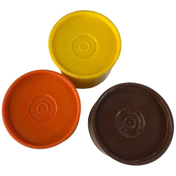 Tupperware Stackable Spice Shakers 1308 Brown Orange Yellow Harvest Color VTG - Picture 4 of 9